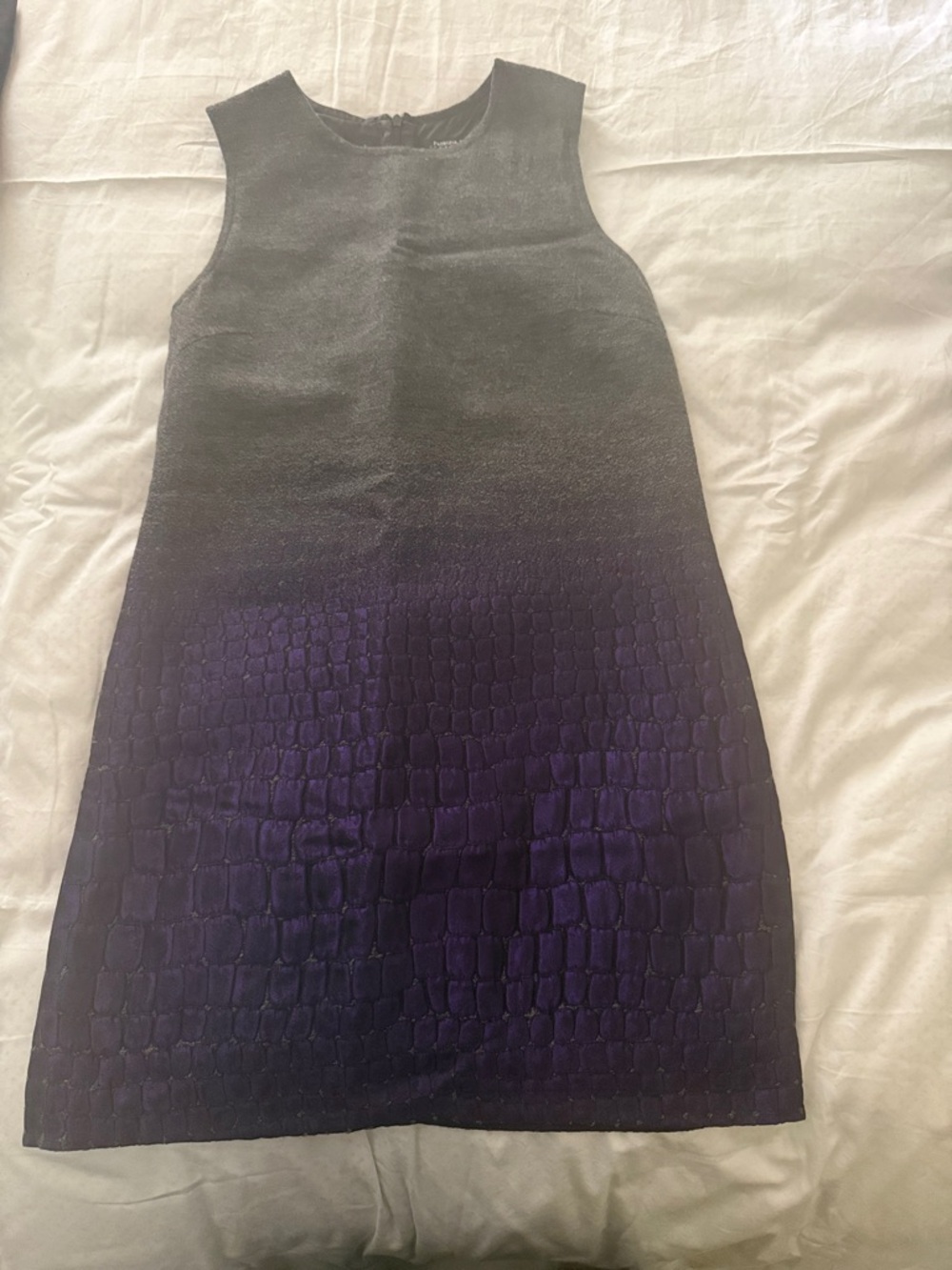 Patrizia Pepe Black to Deep Purple Ombre Textured Shift Dress